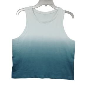 Athletic Seamless Tank Top Size Large Blue and Light Gray Ombre Print Crewneck